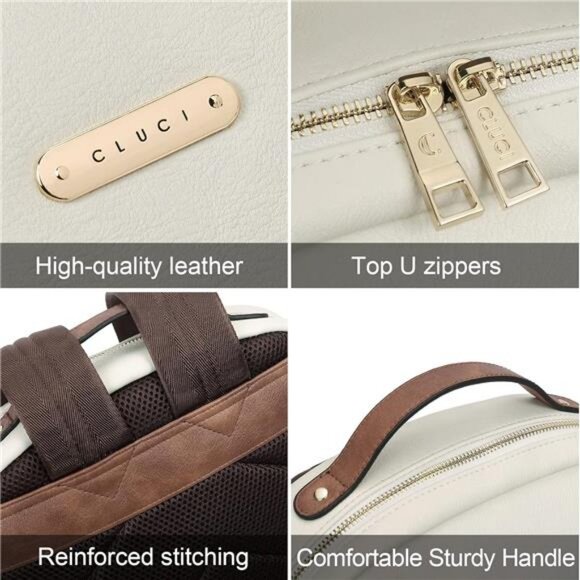 CLUCI Leather Backpack for Women 15.6 inch Laptop Backpack Purse Computer main image 2